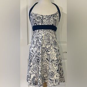 Patagonia Organic Cotton Halter Top Tunic Floral Print Women’s XL Blue/white